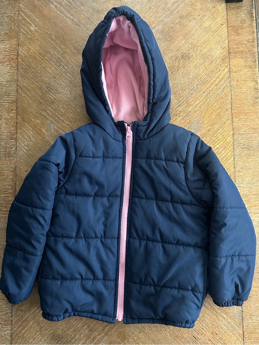 Carter's Navy Puffer Jacket with Pink Lining & Zip